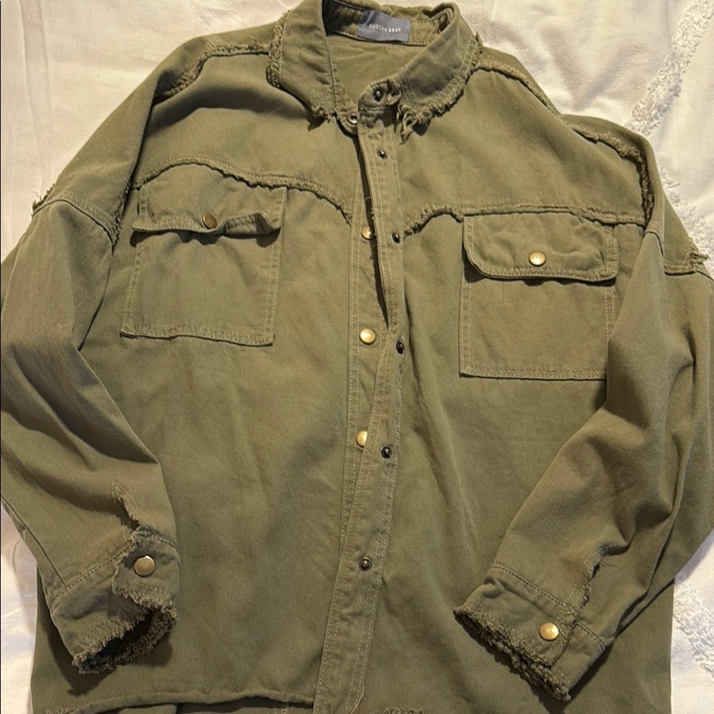 Olive Green Button-Up Jacket